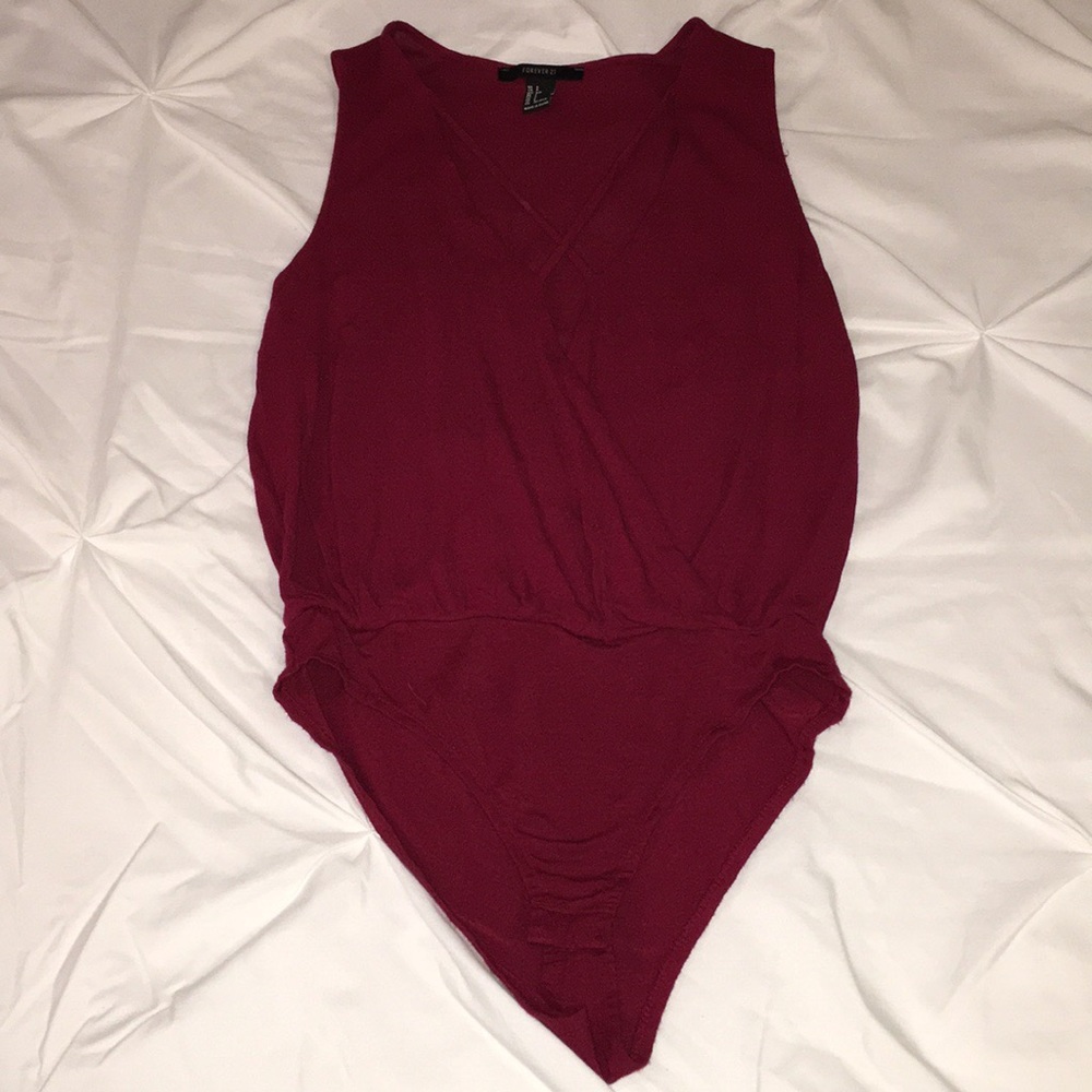 Forever 21 Tank Top Bodysuit Burgundy Size SMALL